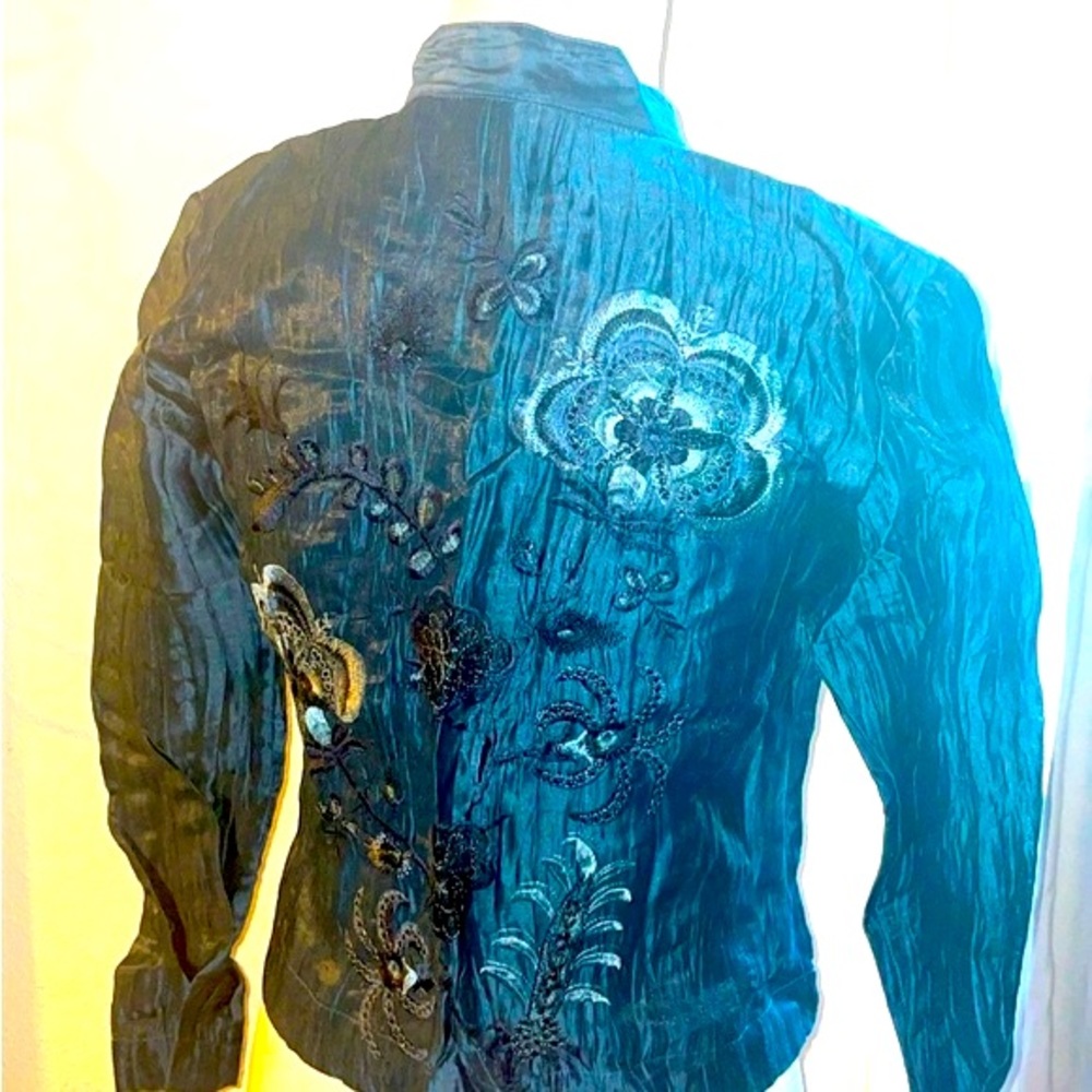 CITRON Santa Monica blue floral Blouse Linen New without tags